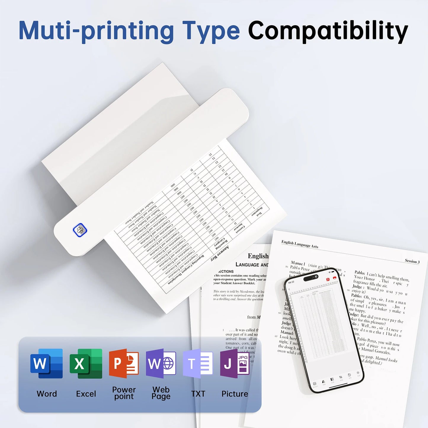 Mini Portable A4 Thermal Printer — Inkless HD for Photos & Documents