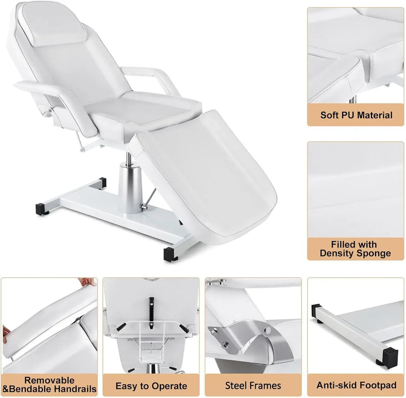 Massage Table Electric Height Adjustable Massage Bed Massage Facial Lash for Eyelash Extensions Salon Chair (White)