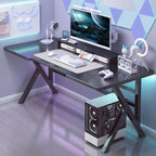 Gaming Desk, Ergonomic Computer Game Table with X-shaped Steel Legs, Sturdy PC Workstation Desk for Home Office with Cable Holes