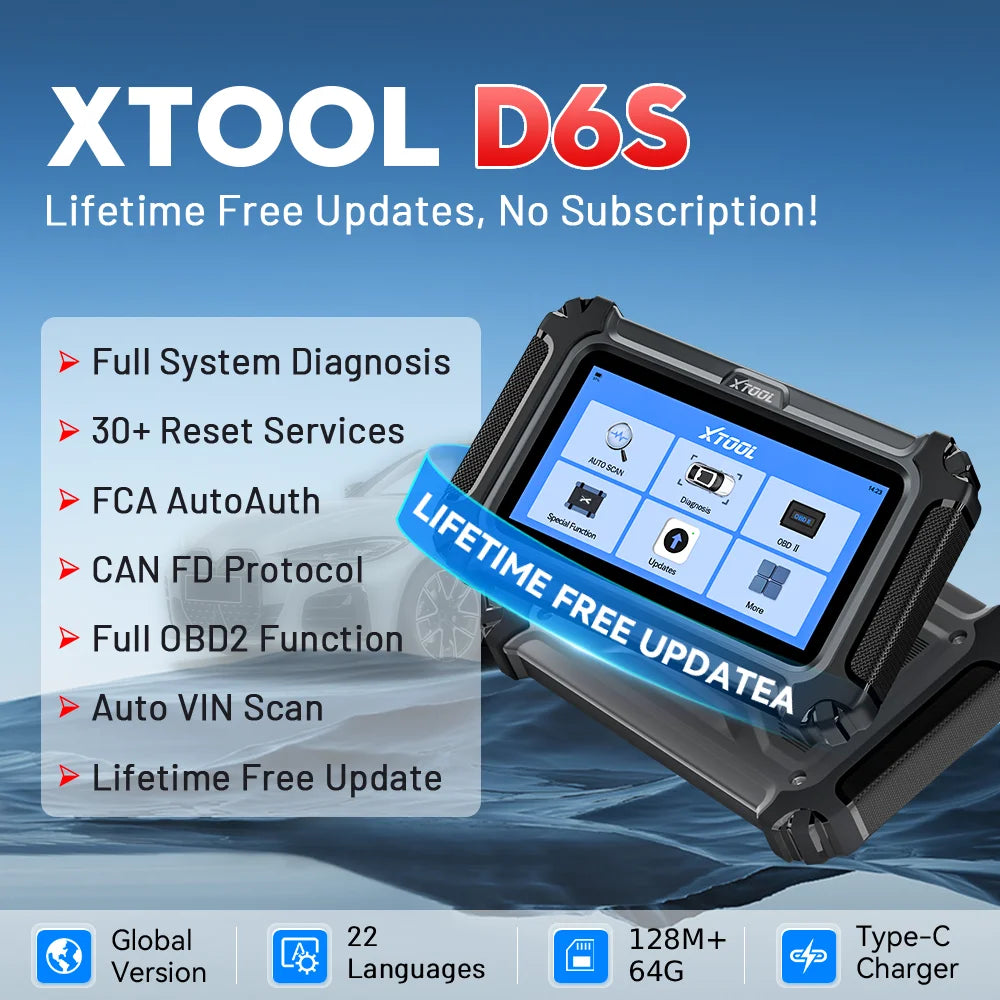 D6S OBD2 Scanner, Full-System Car Diagnostic Tool with 30 Resets, CAN FD, FCA AutoAuth, and Free Updates