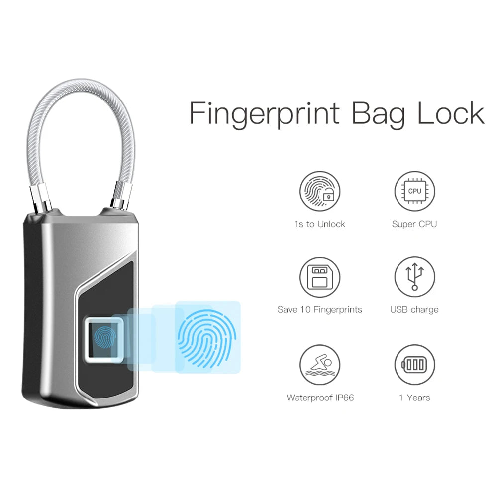 Keyless Fingerprint Lock with Tuya APP Smart Padlock Waterproof Door Lock 0.2sec