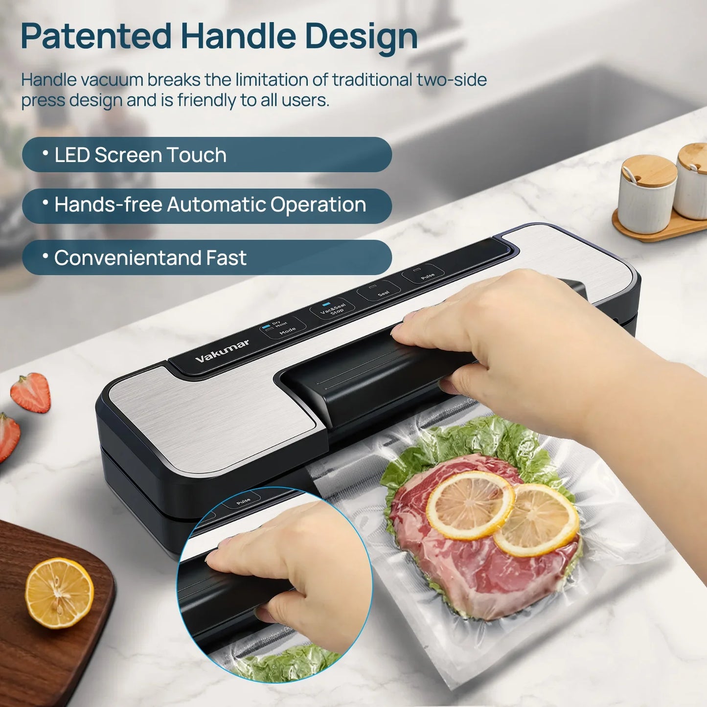 Vakumar VH1506 Vacuum Sealer Machine — 80kPa Sous Vide, Handheld