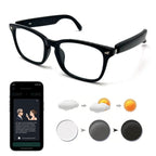 Smart glasses, app translation, color-changing lenses, high-definition voice calls, Hi-Fi music quality, open-ear audio glasses.
