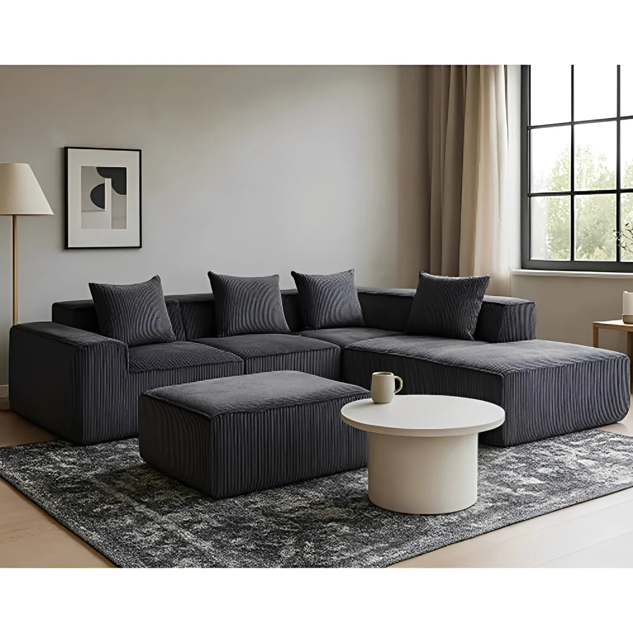 Sectional boneless Couch with L-Shape Chaise,Modern  Modular sleeper Sofa with Deep Seat, Upholstered Couches for Room