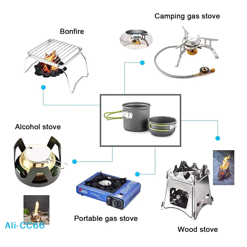 Portable Camping Cookware Set- Lightweight, for Hiking & Outdoor Use