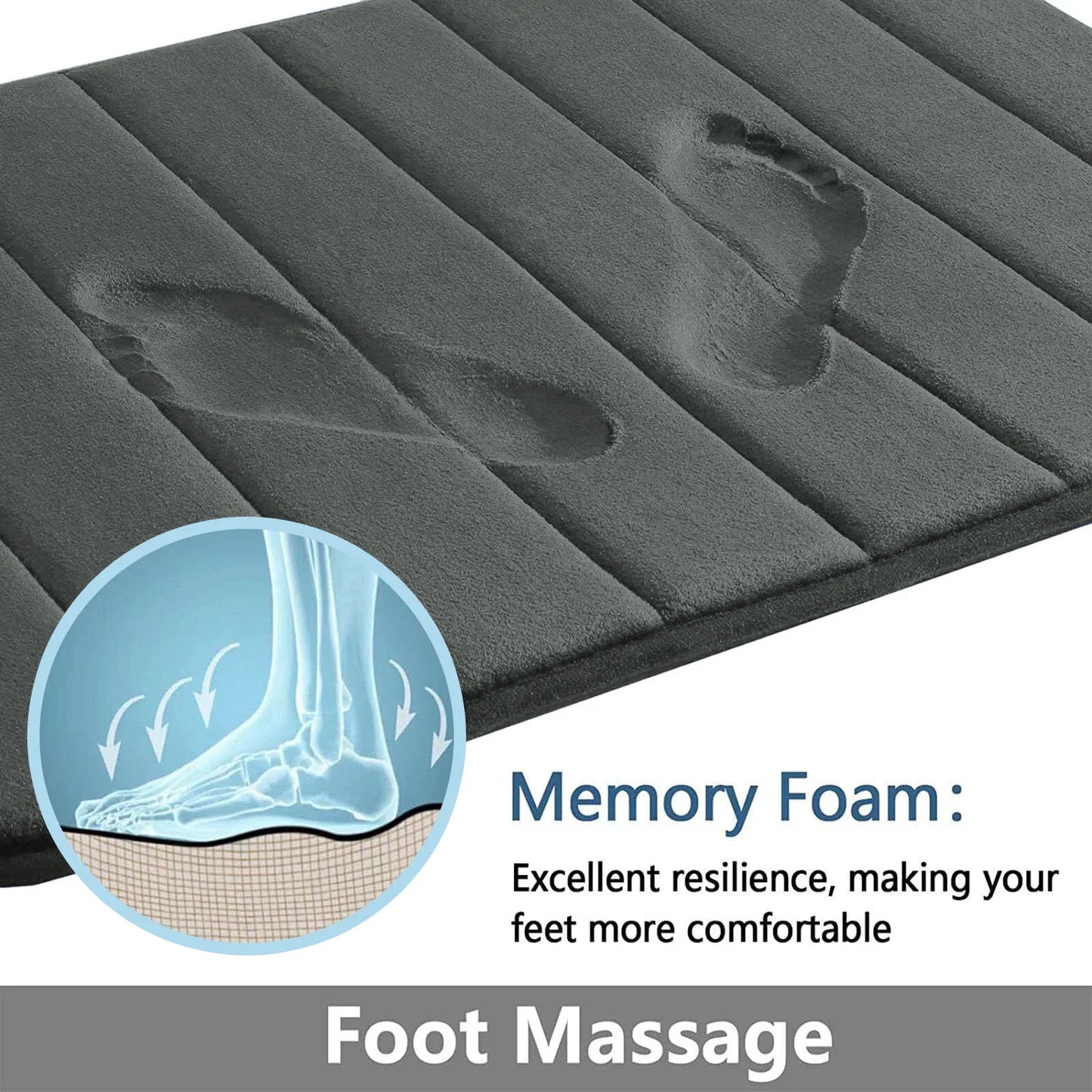 Super-Absorbent Memory Foam Bath Mat — Non-Slip Bathroom Rug