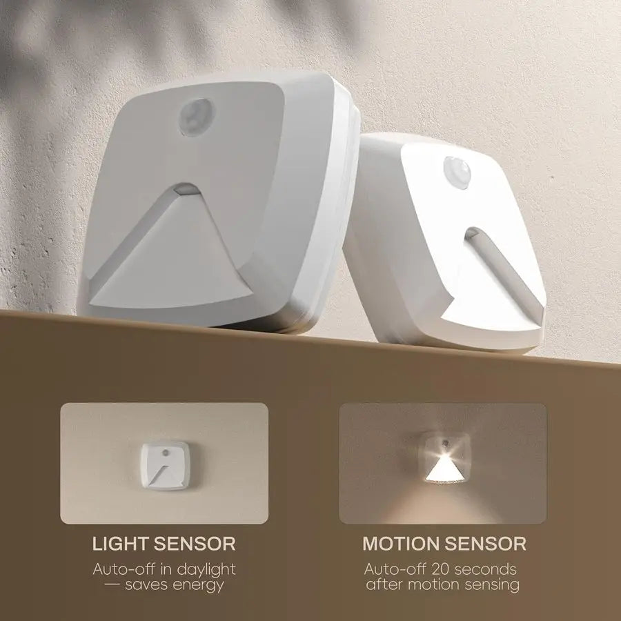 Stick-On Motion Sensor LED Lights — Warm White, Battery-Operated