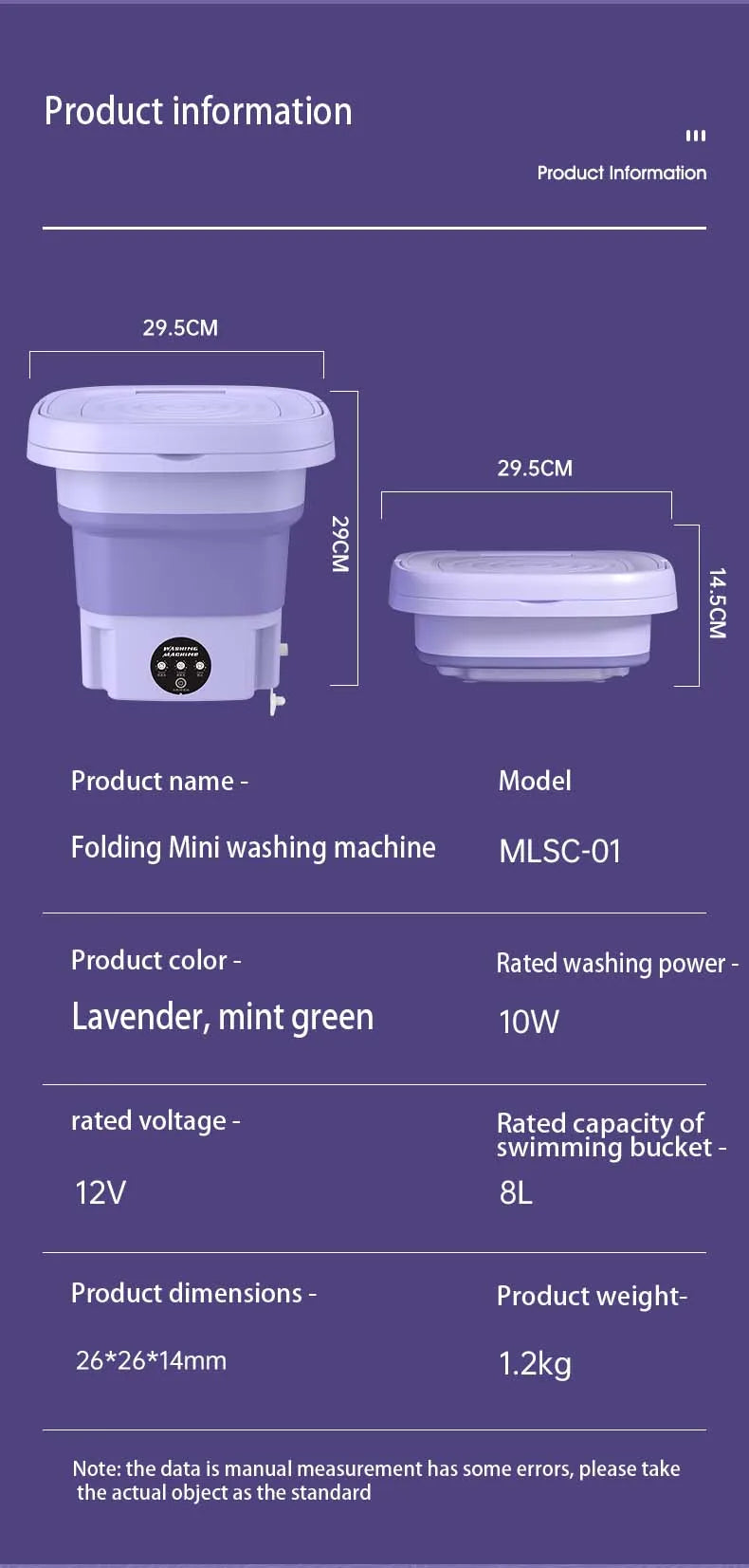 8L Mini Folding Washing Machine — Portable for Dorms & Small Loads