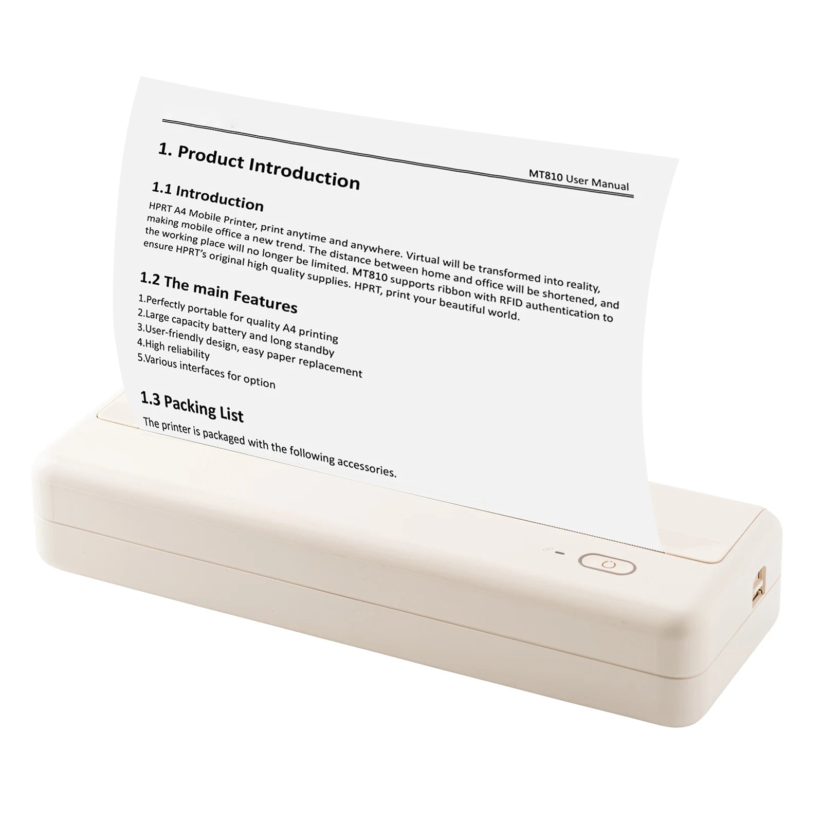 A4 Portable Paper Printer Wireless BT Connect Thermal Printing
