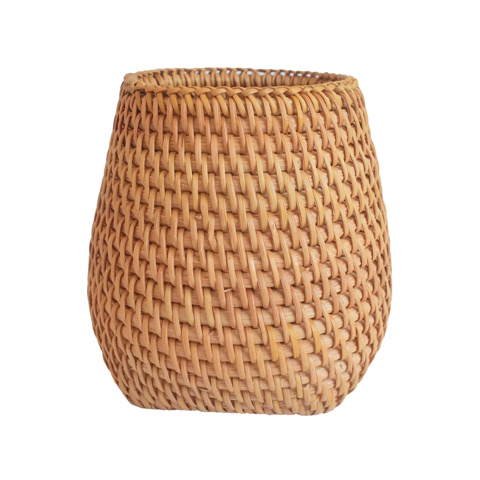 Handmade Pen Holder Hand Woven Wood Vine Rattan Stationery Container Storage Box Organizer Office School Desk Accessories Decor
