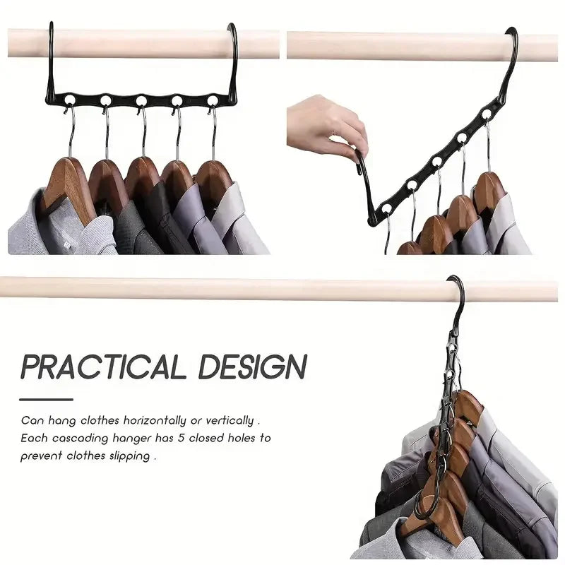 5-Hole Multi Hangers with Windproof Hooks — Space-Saving (Set of 5)