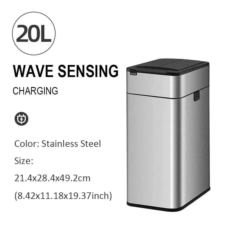 Smart Sensor Trash Can — Stainless Steel, 15L / 20L Kitchen Bin