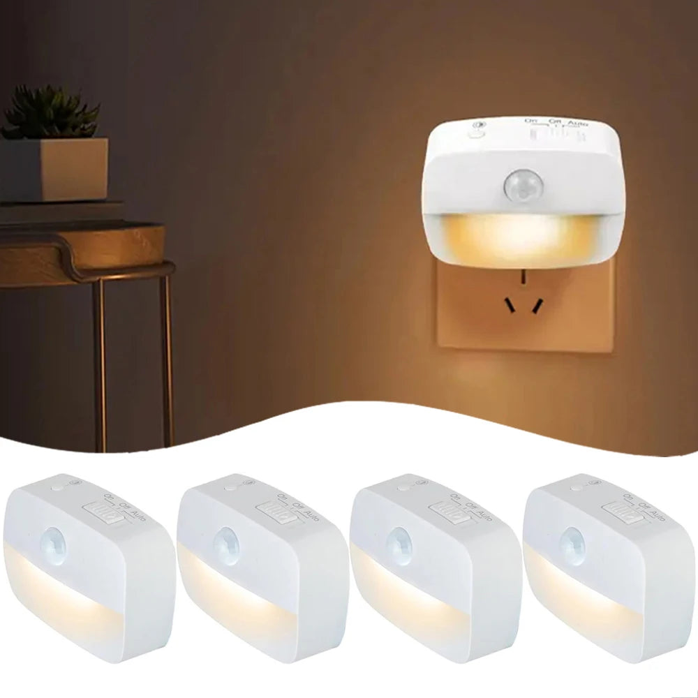 Plug-In Motion Sensor Night Light — Hallway, Stair & Bedroom Lamp