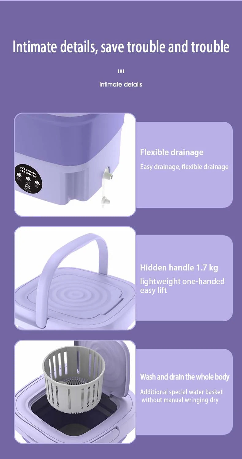 8L Mini Folding Washing Machine — Portable for Dorms & Small Loads