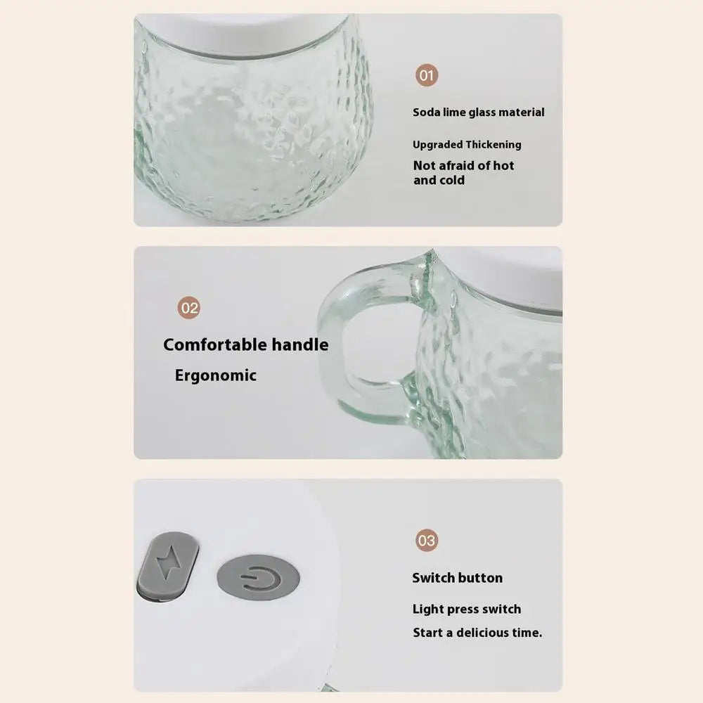 USB Self-Stirring Glass Mug — 350ml, High-Speed Waterproof Mixer