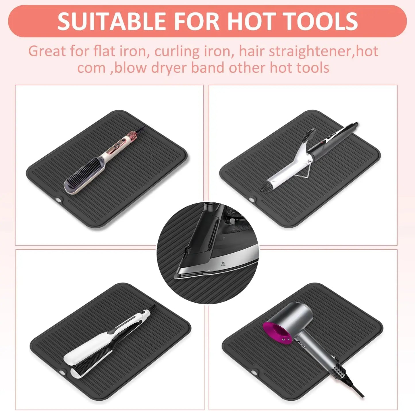 Heat-Resistant Silicone Mat for Hair Tools — Curling & Flat Iron Pad