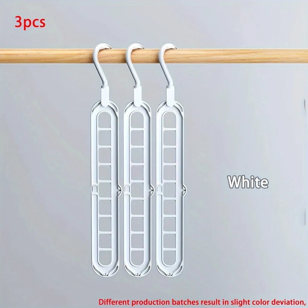 9-Hole Foldable Closet Hangers — Heavy-Duty, Space-Saving (Set of 3)