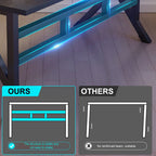 Gaming Desk, Ergonomic Computer Game Table with X-shaped Steel Legs, Sturdy PC Workstation Desk for Home Office with Cable Holes