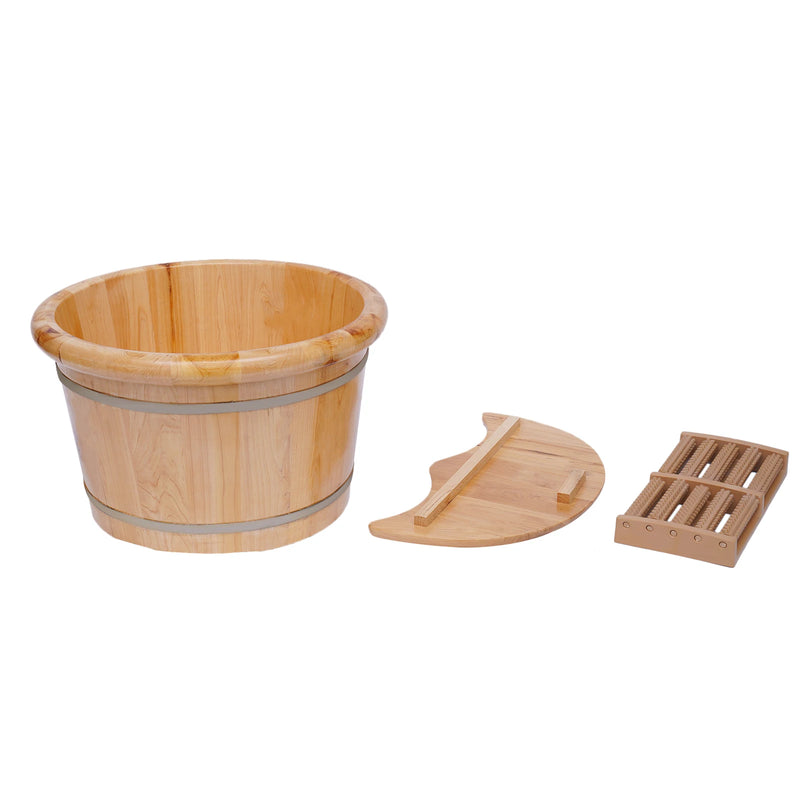 Wood Foot Bath Basin Massage Barrel Health and Beauty Feet Relax Spa Bucket Kit Galvanized Hoop  Keep Warm and Relax the Feet.