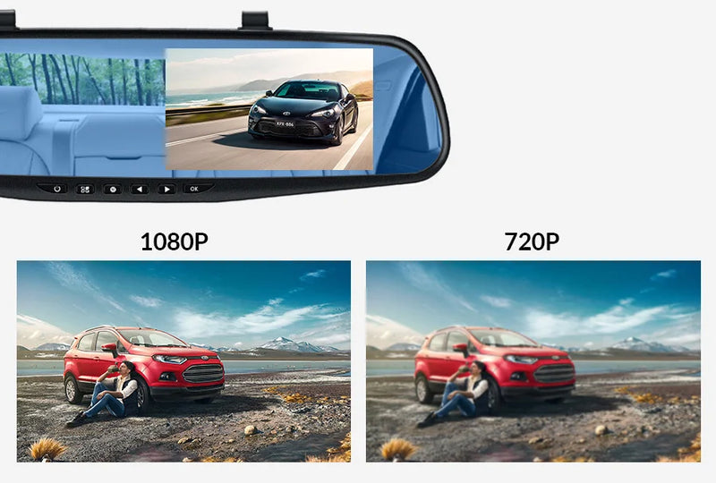 FHD 1080P Car DVR Dash Cam with Rearview Mirror Auto Reverse Image 170° Wide Angle Dual Lens Video Recorder Vehicle Supplies