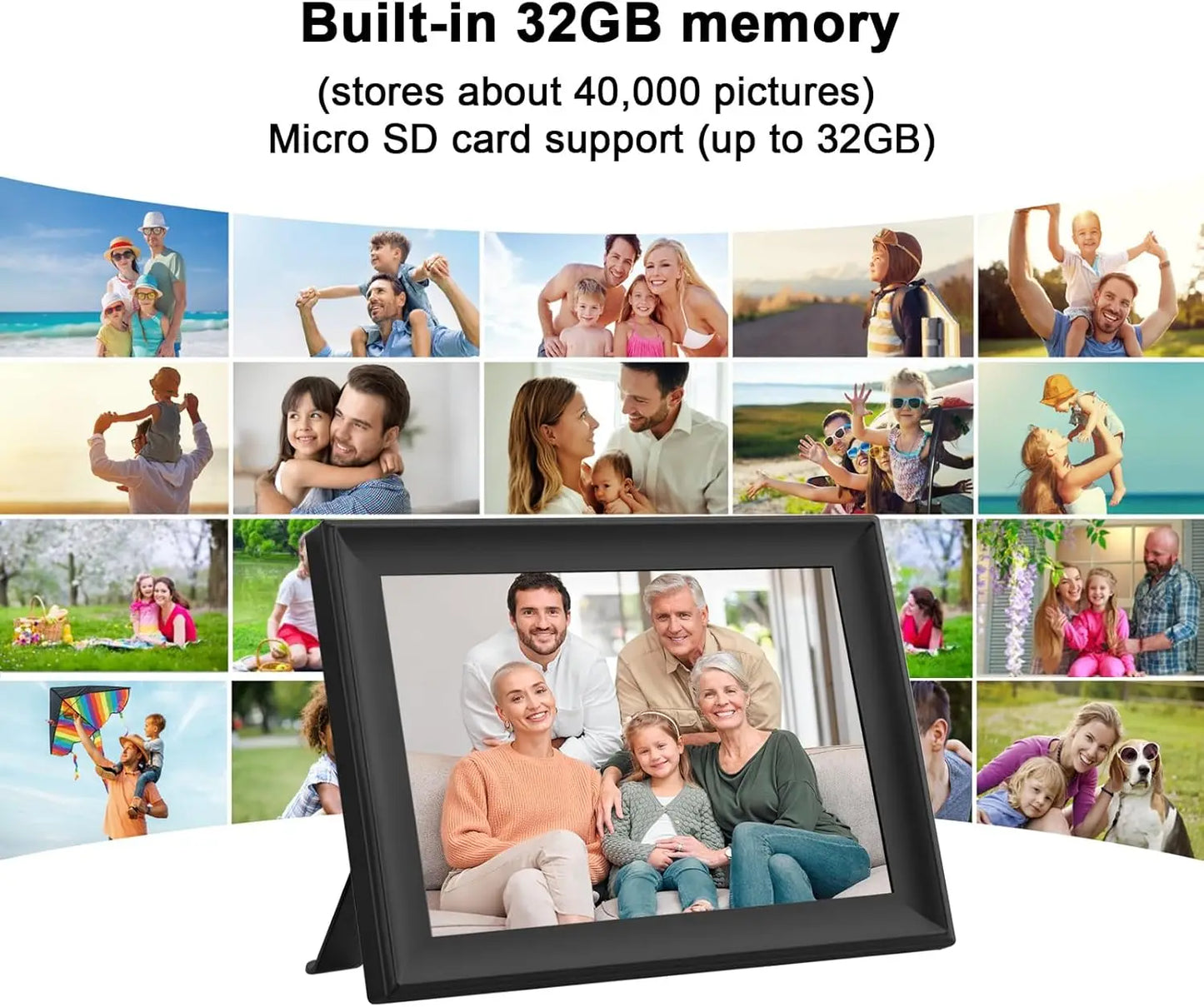 WiFi Digital Picture Frame — 10.1", 32GB, IPS Touch, Auto-Rotate