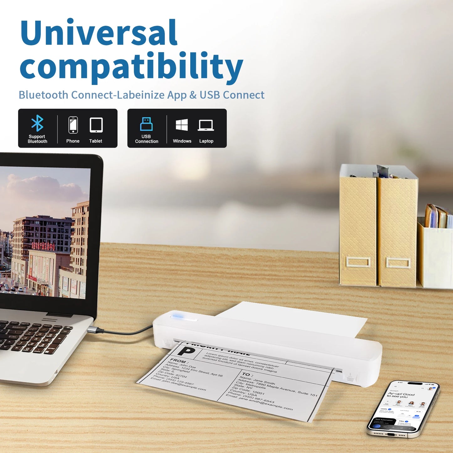 Wireless A4 Thermal Printer — Inkless, Works with iPhone & Android