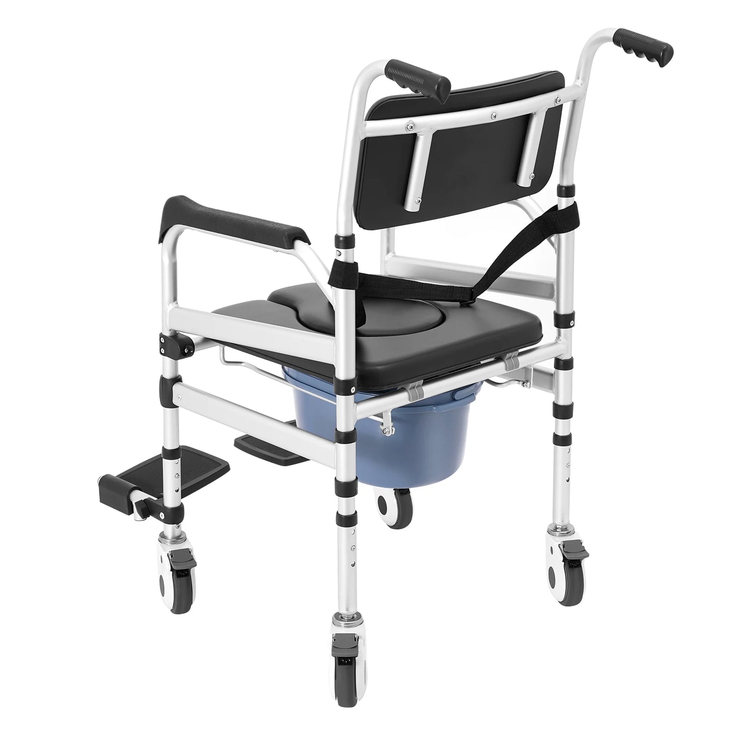 Folding Shower Chair with Wheels — Adjustable Height for Seniors