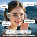 Smart glasses, app translation, color-changing lenses, high-definition voice calls, Hi-Fi music quality, open-ear audio glasses.