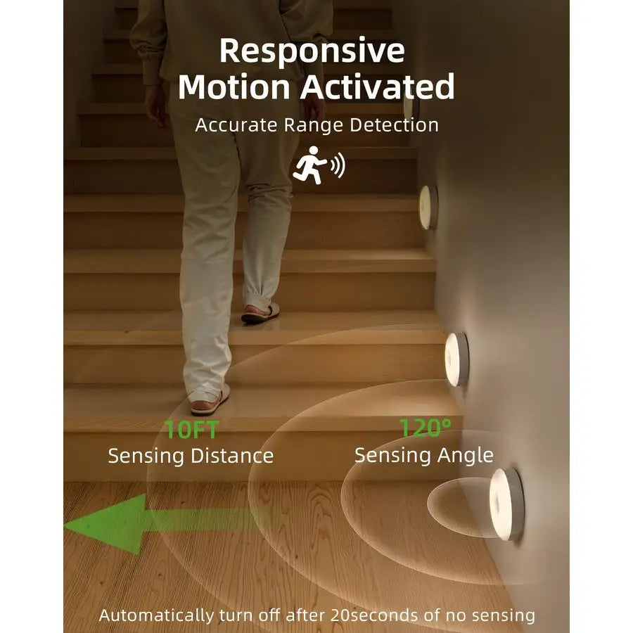 6Pack Under Cabinet Lighting, Rechargeable Motion Sensor Puck Light with Remote, 3 Color Temps amp12 RGB Colors, Magnetic Stick