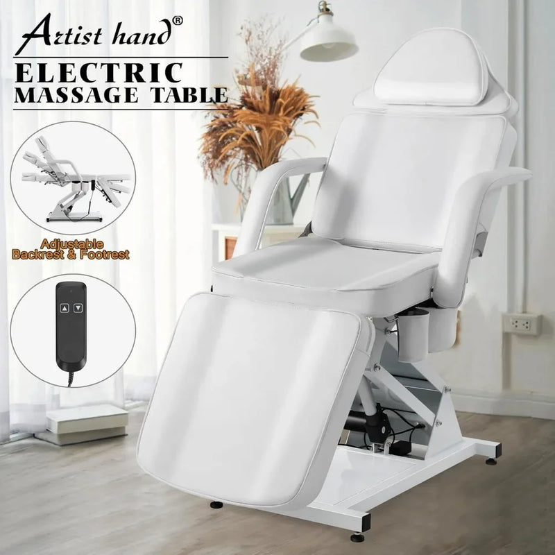 Massage Table Electric Height Adjustable Massage Bed Massage Facial Lash for Eyelash Extensions Salon Chair (White)