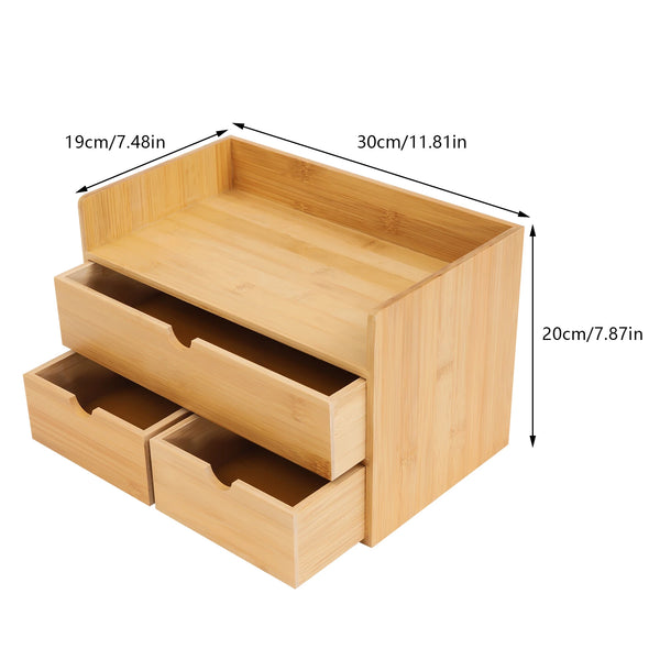 3 Drawers Bamboo Desk