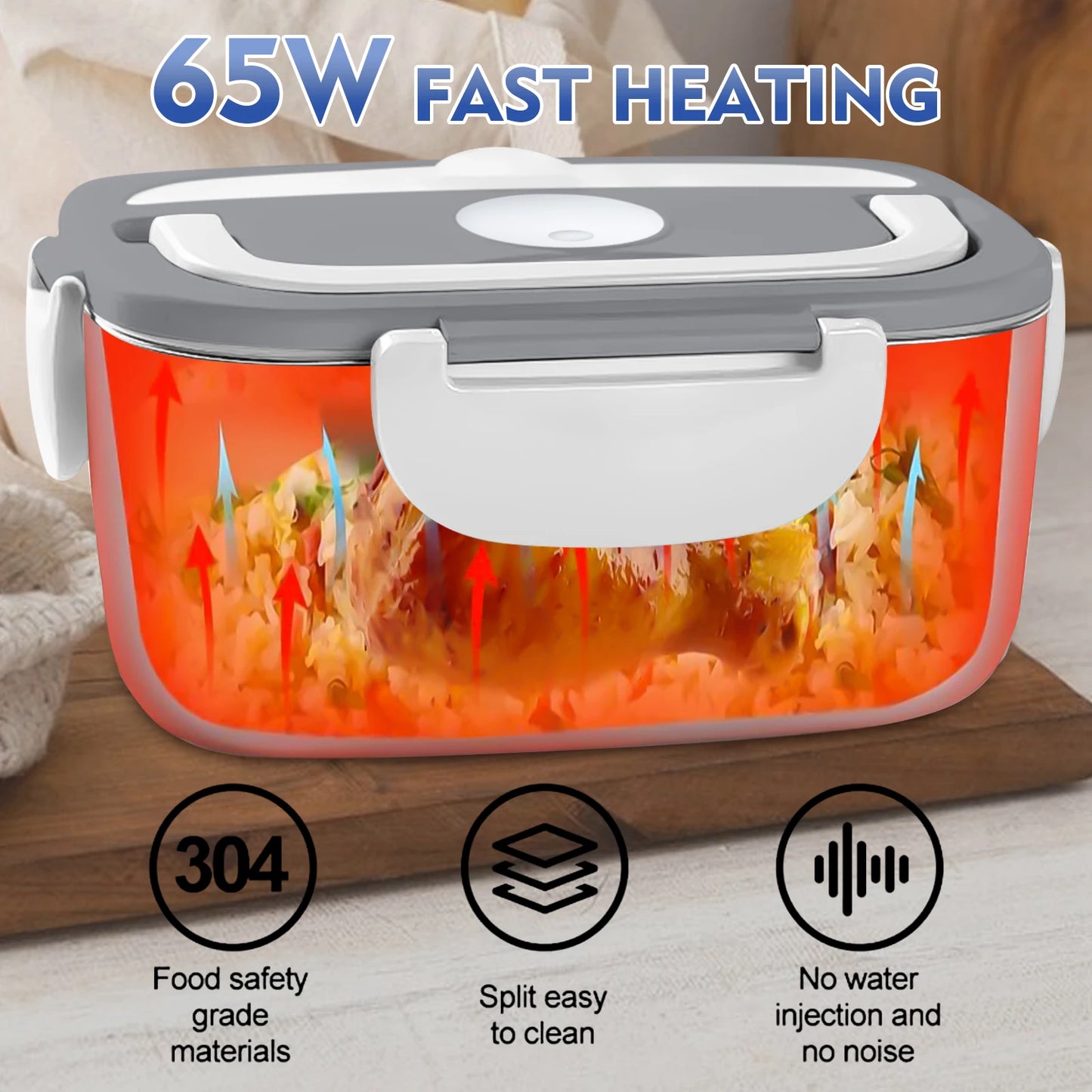 1.5L Electric Lunch Box Food Warmer — 65W Leak-Proof, Car & Home
