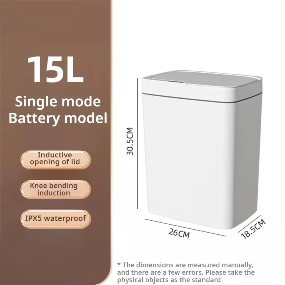 15L Smart Sensor Trash Can — Touchless Bin for Kitchen & Bathroom