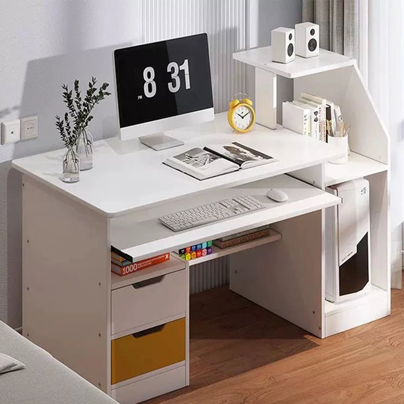 Computer Desk with 2 Drawers and 3 Hutch Shelves, Home Office Desk with Wide Desktop and Keyboard Drawer