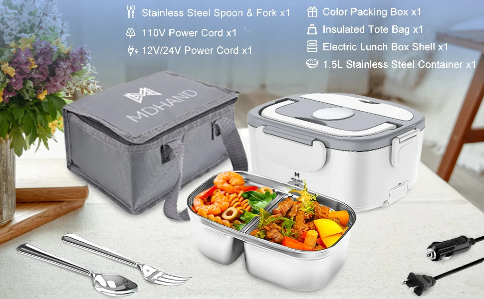 1.5L Electric Lunch Box Food Warmer — 65W Leak-Proof, Car & Home