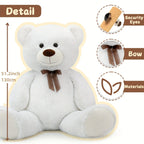 Giant Teddy Bear Stuffed Animal XXL 51.18inch, White Large Bear Plush Soft Cuddly Toy Big Size, Kawaii Birthday Presents