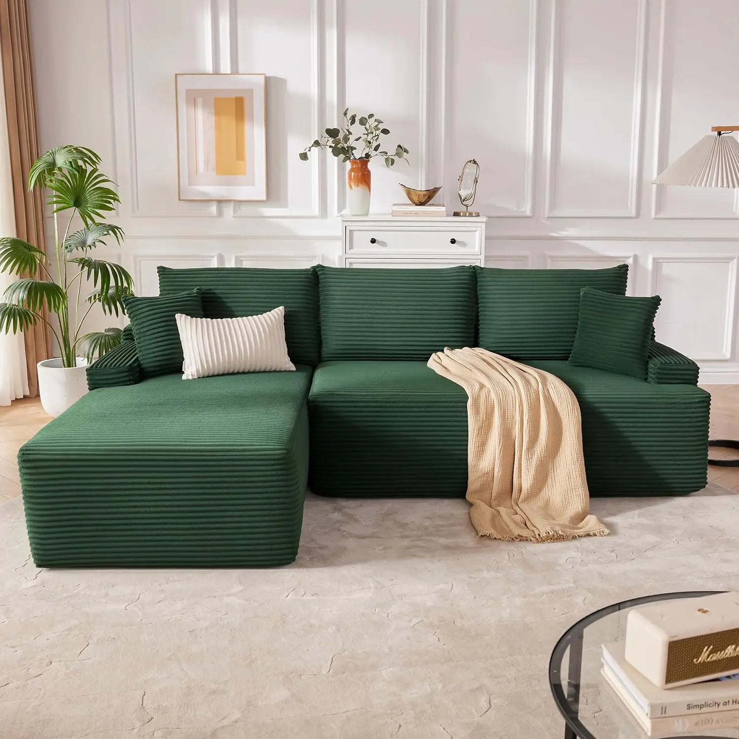 Cloud Sectional Couch, Boneless Sofa for Living Room, Modular Sectional Sofa with Deep Seat, Fluffy Comfy Couch