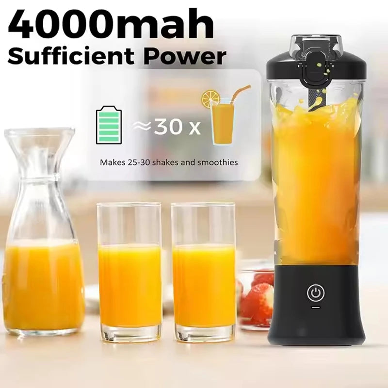 Portable USB Electric Juicer — 600ml Cup, Stainless Steel Blades