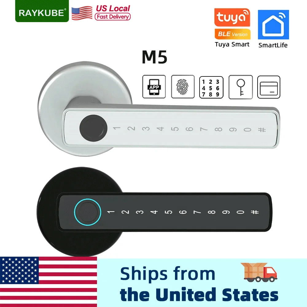 Smart Fingerprint Door Lock Electronic Lock with Password/Key/Card/Tuya APP Unlock - Kart It Up   -  
