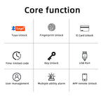 Smart Fingerprint Door Lock Electronic Lock with Password/Key/Card/Tuya APP Unlock - Kart It Up   -  