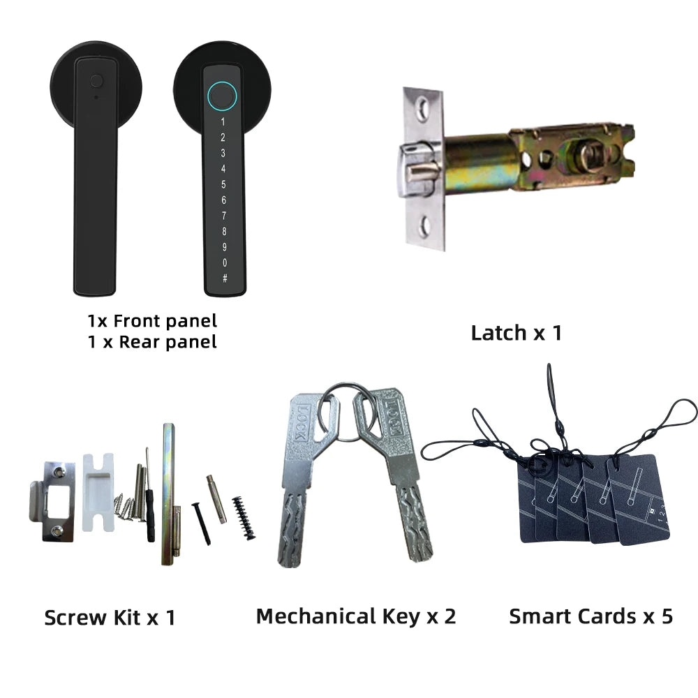 Smart Fingerprint Door Lock Electronic Lock with Password/Key/Card/Tuya APP Unlock - Kart It Up   -  