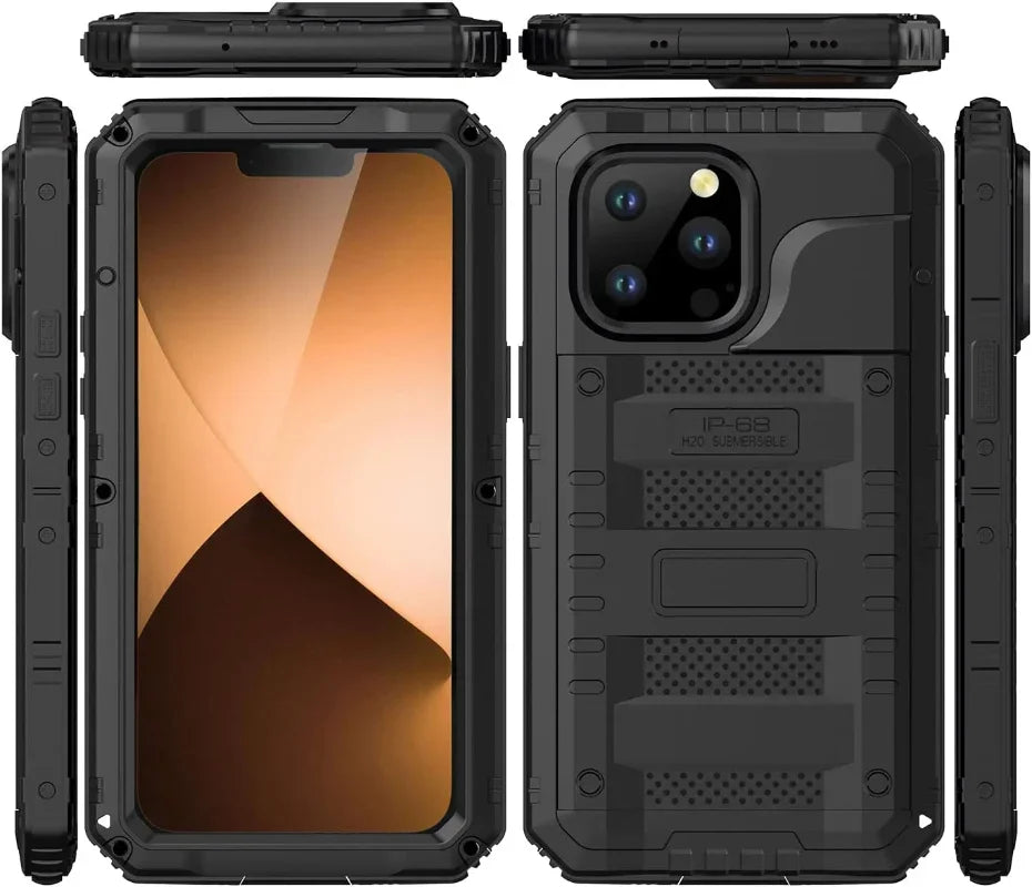 Waterproof Aluminum Metal Phone Case For iPhone 15 14 13 12 11 Pro Max XS XR 8 7 Plus 360 - Kart It Up   -  
