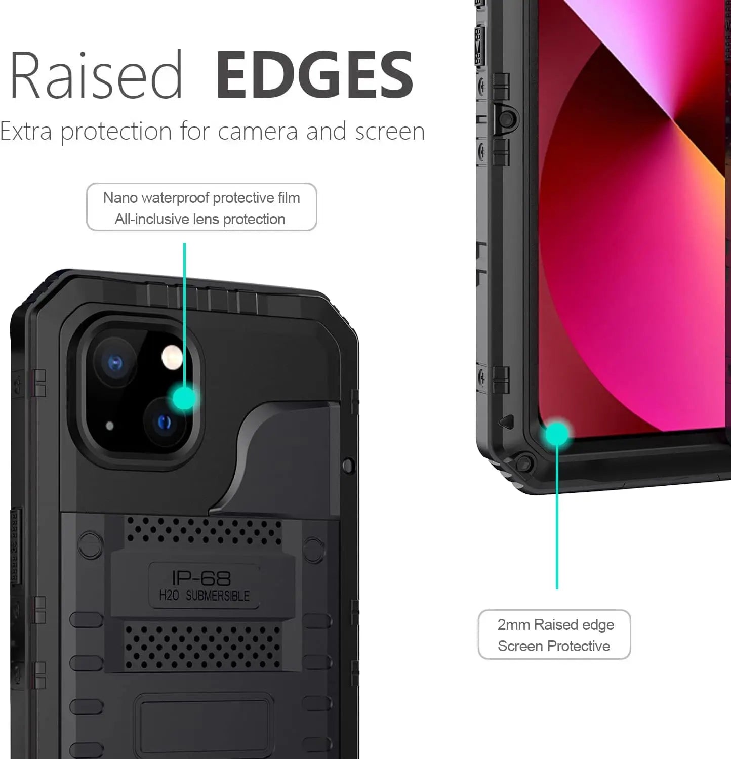 Waterproof Aluminum Metal Phone Case For iPhone 15 14 13 12 11 Pro Max XS XR 8 7 Plus 360 - Kart It Up   -  