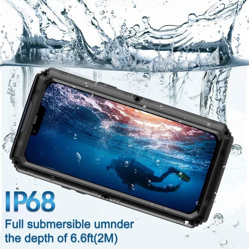 Waterproof Aluminum Metal Phone Case For iPhone 15 14 13 12 11 Pro Max XS XR 8 7 Plus 360 - Kart It Up   -  