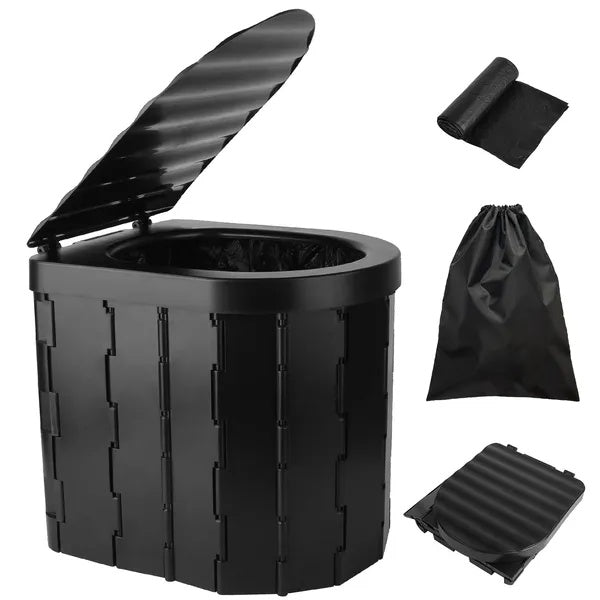 Foldable Portable Toilet Travel Camping Commode with Lid