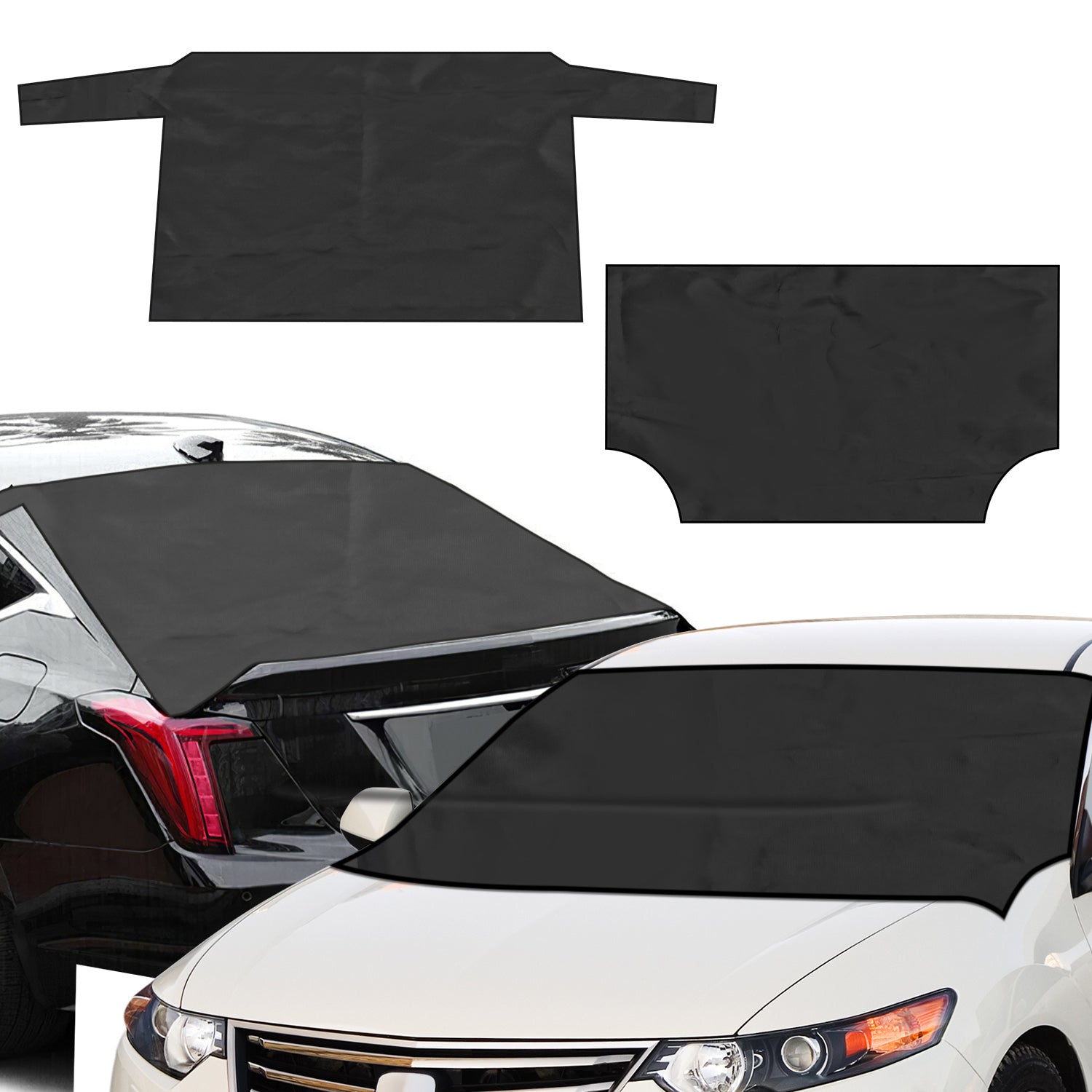 Magnetic Car Windshield Cover Snow Sun Dust Protection for vehicle with strong magnetic suction and all-season use.