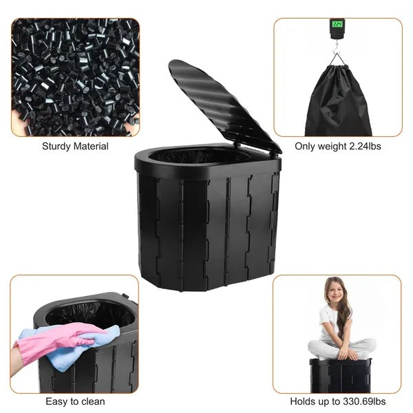 Foldable Portable Toilet Travel Camping Commode with Lid