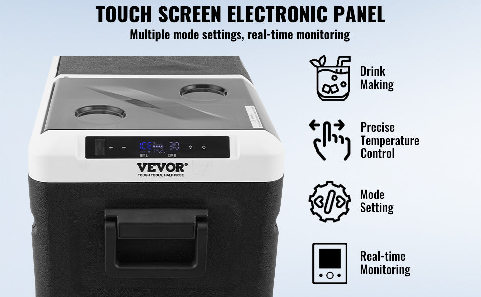 VEVOR Portable 12V Car Refrigerator Dual Zone Freezer 38QT