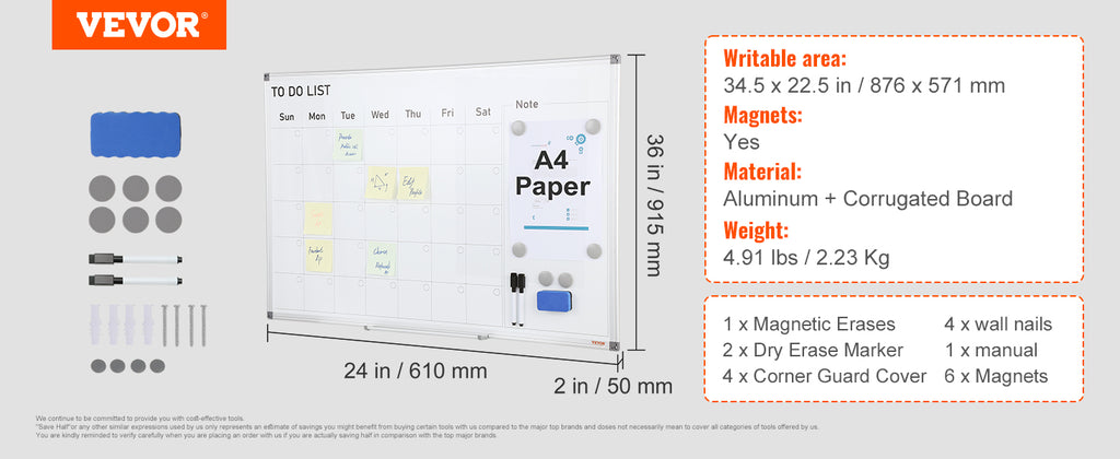 VEVOR Rolling Magnetic Whiteboard Double-Sided Mobile Whiteboard 360° Reversible Adjustable Height Dry Erase Board for School